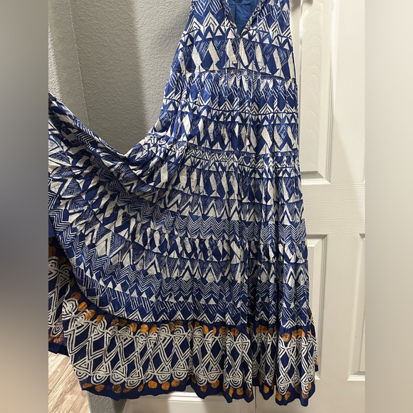 Anthropologie blue abstract tiered maxi dress size XS/S - Picture 7 of 12
